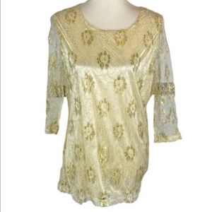 Once Again lace overlay blouse size L